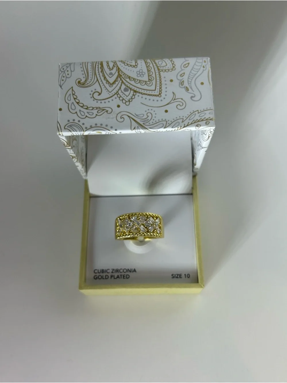 Charter Club Gold-Plated Cubic Zirconia Wide Band Ring Size 10